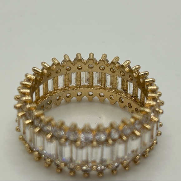 Baguette & Round Cut Wide Eternity Style Statement Band Ring | Size 7 - Picture 5 of 10